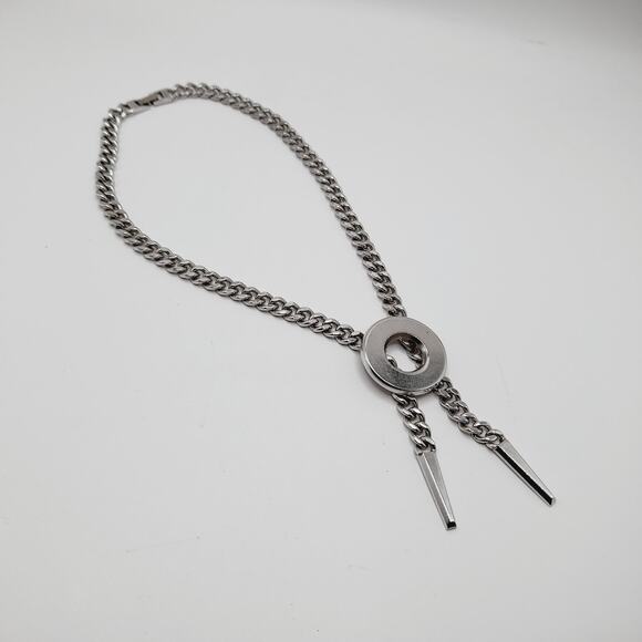 MONET Vintage Silver Tone Modernist Chain Necklace 15” Signed Heavy - Picture 5 of 8